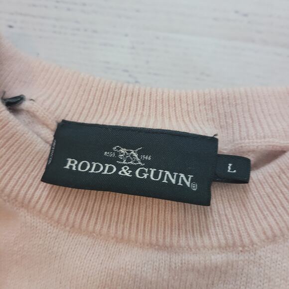 Rodd & Gunn Size L Men's Wool Cashmere Crewneck Light Pink Pullover Sweater - Picture 7 of 10